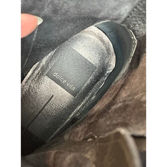 Dolce Vita Gray Suede Lace Up Ankle Boots Block Heel Side Zip - 9 - Picture 11 of 11